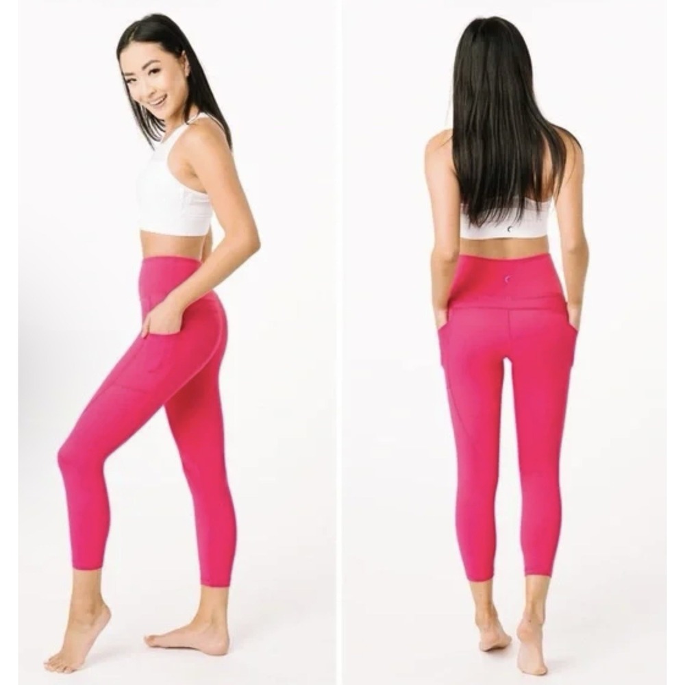 Zyia Pink Pocket‎ Light N Tight Hi Rise Crop Legging Womens 16-18 Barbicore